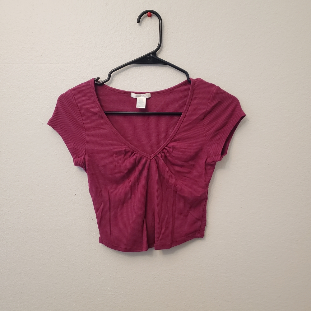 Bozzolo Plum V-Neck Crop Top